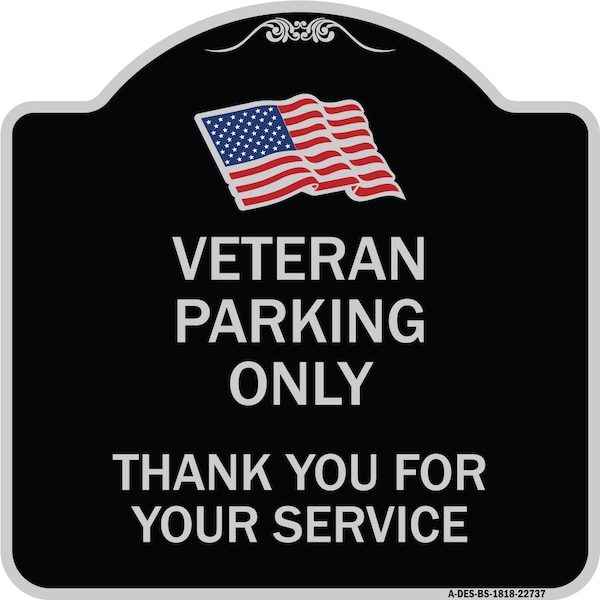 Signmission Veteran Parking Thank You for Your Service Heavy-Gauge Aluminum Sign, 18" x 18", BS-1818-22737 A-DES-BS-1818-22737 - main